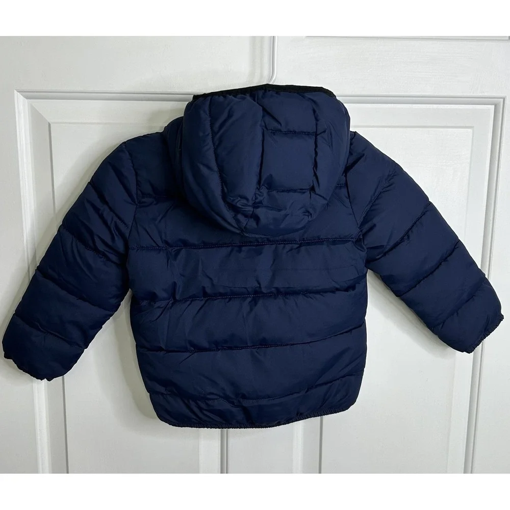 The Children's PLACE Toddler Boys‎ 4T Hooded Puffer Jacket Blue Water Resistant